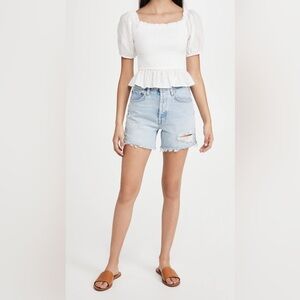 Lost + Wander Coconut Vine Babydoll Top Size Medium in White